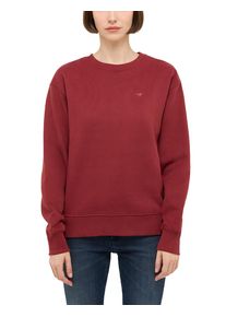 Sweatshirt Mustang "Damen Style Aberdeen", Damen, Gr. XL, rot (dunkelrot), Strick, 100% Baumwolle, regular fit normal, Rundhals, Sweatshirts Sweatshirt