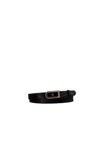 Lederg&uuml;rtel Calvin Klein "ROUND CK ENAMEL PLAQUE 20MM", Damen, Gr. 95, schwarz (schwarz, antique light gold), Rindsleder, unifarben, G&uuml;rtel Lederg&uuml;rtel, Regular fit und gr&ouml;&szlig;enverstellbar