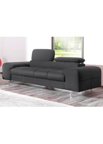 2-Sitzer COTTA, schwarz, Sofas, B/H/T: 196cm x 72cm x 105cm, Leder PAMPAS,mit Kopfteilverstellung, Softlux-Kunstleder;NaturLeder (echtes Rindsleder);Luxus-Microfaser (100% Polyester), 2-Sitzer, Big-Sofa mit Kopfteilverstellung, edle Metallkufen, B:196cm H:72cm T:105cm