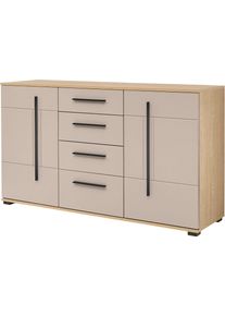 Sideboard Home Affaire "Cantara, moderner Schrank, Kommode in Eiche Evoke, Wei&szlig; oder Kaschmir", eiche cremona toro, kaschmir matt, B:150cm H:86cm T:42cm, Holzwerkstoff, Sideboards, Sideboard, schwarze Stangengriffe, ausreichend Stauraum, vielseitig einsetzbar