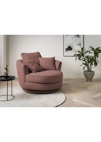 Drehsessel Home Affaire "MAISIE Webvelours, Love Seat XXL, Lese-Sessel BIG-", rosa (altrosa), B:120cm H:86cm T:120cm, Sessel, Drehsessel, Sessel in MEGA CORD u. Web-Velours, 360 Grad drehbar