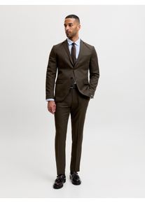 Jack & Jones Anzug JACK & JONES "JPRCOSTA SUIT", Herren, Gr. 56, N-Gr, braun (delicioso fit:super slim fit), Web, Obermaterial: 100% Polyester, unifarben, sehr schmal, Anz&uuml;ge Anzug, aus Polyester, sehr schmale Passform, mit Reverskragen, Langarm-Sakko