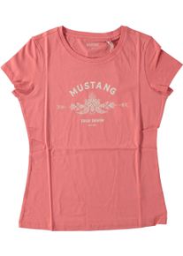Kurzarmshirt Mustang "Damen Style Alexia C Logo", Damen, Gr. S, rosa, Jersey, 100% Baumwolle, Shirts Kurzarmshirt