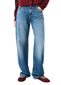 5-Pocket-Hose QS, Damen, Gr. 42, L&auml;nge 32, mid blau, Denim/Jeans, Obermaterial: 99% Baumwolle, 1% Elasthan. Futter: 70% Polyester, 30% Baumwolle, unifarben, normal lang, Hosen 5-Pocket-Hose, Barrel Leg Jeans mit Stretch