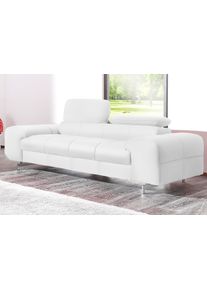 2-Sitzer COTTA, wei&szlig; (altwei&szlig;), Sofas, B/H/T: 196cm x 72cm x 105cm, Leder PAMPAS,mit Kopfteilverstellung, Softlux-Kunstleder;NaturLeder (echtes Rindsleder);Luxus-Microfaser (100% Polyester), 2-Sitzer, Big-Sofa mit Kopfteilverstellung, edle Metallkufen, B:196cm H:72cm T:105cm