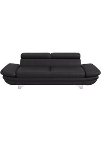 3-Sitzer COTTA, schwarz, Sofas, B/H/T: 233cm x 75cm x 104cm, Leder PAMPAS,mit Kopfteilverstellung,mit Armteilverstellung, Softlux-Kunstleder;Luxus-Kunstleder, 3-Sitzer, Big-Sofa, mit Armteilverstellung & Kopfteilverstellung, B:233cm H:75cm T:104cm