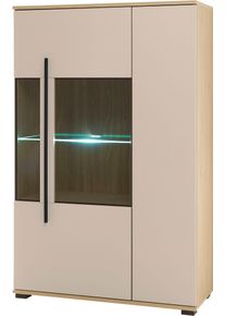 Vitrine Home Affaire "Cantara, Vitrinenschrank in Eiche Evoke, Wei&szlig; o Kaschmir, Standvitrine", eiche cremona toro, kaschmir matt, B:90cm H:140cm T:37cm, Holzwerkstoff, Schr&auml;nke, Vitrine, schwarzer Stangengriff, ausreichend Stauraum, vielseitig einsetzbar