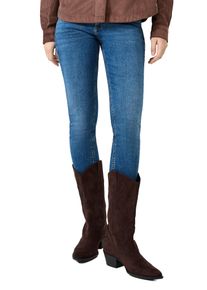 Stretch-Hose QS, Damen, Gr. 42, L&auml;nge 32, mid blau, Denim/Jeans, Obermaterial: 99% Baumwolle, 1% Elasthan. Futter: 70% Polyester, 30% Baumwolle, unifarben, skinny fit lang, Hosen Stretch-Hose, Slim Fit Jeans mit Stretch