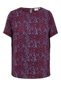 Shirtbluse Only CARMAKOMA "CARVICA SS TOP WVN NOOS", Damen, Gr. 54, fig aop:blau zone, Web, Obermaterial: 97% Polyester, 3% Elasthan, bedruckt, regular fit normal, Rundhals, Blusen Shirtbluse, Materialmix, regular fit