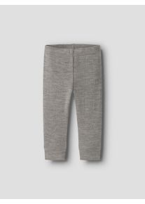 Leggings name it "NBNWAX WOOL RIB LEGGING NOOS", Jungen, Gr. 86, N-Gr, grau (satellite), Strick, Obermaterial: 100% Wolle, unifarben, slim fit kn&ouml;chellang, Hosen Leggings, weich und w&auml;rmend aus reiner Merinowolle