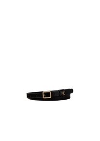 Lederg&uuml;rtel Calvin Klein "SQUARE BUCKLE CK LOOP 15MM", Damen, Gr. 95, schwarz, antique light gold, Rindsleder, unifarben, G&uuml;rtel Lederg&uuml;rtel, Regular fit und gr&ouml;&szlig;enverstellbar