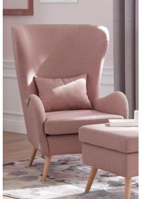 Sessel OTTO HOME "Salla auch in Fellimitat und Feincord, viele Bezugsarten, Ohrensessel", rosa (ros&eacute;), B:78cm H:118cm T:94cm, Struktur fein (100% Polyester), Sessel, Sessel, wahlweise mit oder ohne Hocker; gro&szlig;er Sessel: Ma&szlig;e B/T/H: 78/94/118cm
