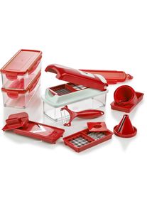 Gem&uuml;seschneider Genius "Nicer Dicer Smart, inkl. Julietti, Set 16-tlg.", rot, B:19,5cm H:16,5cm T:20cm, Zerkleinerer, Gem&uuml;seschneider, W&uuml;rfel, Stifte, Scheiben, Streifen, Viertel und Gehobeltes