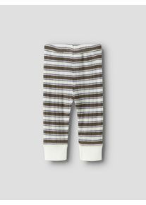 Leggings name it "NBMWANG WOOL NEEDLE LONGJOHN NOOS", Jungen, Gr. 80, N-Gr, braun (snow wei&szlig; stripes:morel, folkstone gray), Strick, Obermaterial: 100% Wolle, bedruckt, gestreift, regular fit kn&ouml;chellang, Hosen Leggings, Wolle, slim fit