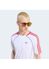 Poloshirt adidas originals "TEAMGEIST TEE", Herren, Gr. XL, wei&szlig; (wei&szlig;, pure ruby), Obermaterial: 100% Polyester, Rundhals, Shirts Poloshirt