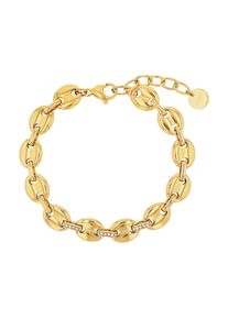 JOOP! Armband JOOP, gold (gelbgoldfarben, wei&szlig;, wei&szlig;), Armb&auml;nder, Damen, 21cm, Edelstahl, Armband, mit Glassteine