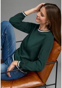 Schlupfbluse Laura Scott, Damen, Gr. 48, gr&uuml;n, Cr&ecirc;pe, Obermaterial: 100% Polyester. R&uuml;ckenteil: 95% Viskose, 5% Elasthan, unifarben, l&auml;ssig geschnitten h&uuml;ftlang, Rundhals, B&uuml;ndchen, Blusen Schlupfbluse, Langarm mit B&uuml;ndchen, Kontrastbund aus Glanzgarn, l&auml;ssig geschnitten