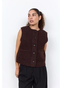 Pl&uuml;schweste soyaconcept "SC-SHAIMA 10", Damen, Gr. S, braun (chocolate plum), Pl&uuml;sch, Obermaterial: 100% Polyester, unifarben, normal, Rundhals, Westen Pl&uuml;schweste, Kunstfaser