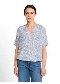 Klassische Bluse Tom Tailor "Regular", Damen, Gr. 34, wei&szlig; small leave, Web, Obermaterial: 100% Viskose, gemustert, regular fit normal, V-Ausschnitt, gerader Abschluss, Blusen Klassische Bluse, mit All-Over Print
