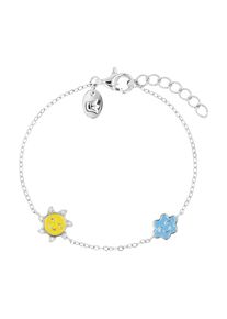 Silberarmband Prinzessin Lillifee "Sonne und Blume mit gl&uuml;cklichem Gesicht", bunt (silberfarben, hellblau, gelb, wei&szlig;, wei&szlig;), Armb&auml;nder, M&auml;dchen, 15cm, Silber 925 (Sterlingsilber), Silberarmband, mit Zirkonia (synth.) - Emaille