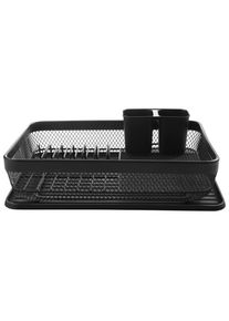 Homeware Profession. Geschirrabtropfkorb, Schwarz, Metall, Kunststoff, 30x13.5x41 cm, Abtropfschale, Bestecksammler, Tassenablage, Tellerablage, K&uuml;chen, K&uuml;chenausstattung, K&uuml;chensp&uuml;len