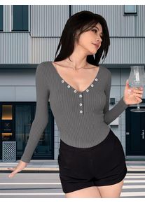 Elevated Work‑Wear Knit Long‑Sleeve Top, V‑Neck Henley Slim‑Fit Shirt for Business‑Casual Office Attire