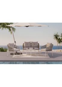 Ambia Garden Gartenset, Dunkelgrau, Beige, Textil, 4-teilig, F&uuml;llung: Schaumstoff,Polyester, Gartenm&ouml;bel, Gartengarnituren, Gartenm&ouml;bel-Sets