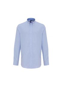 Premier Heren Gestreept Oxford Overhemd Met Lange Mouwen (Wit/Oxford Blauw)