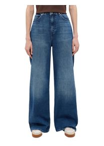 Weite Jeans Mustang "Damen Style Luise Wide", Damen, Gr. 32, L&auml;nge 32, blau (682 mittelblau), Denim/Jeans, 98% Baumwolle, 2% Elasthan, unifarben, weit, Jeans Weite Jeans