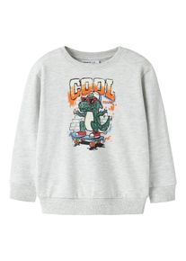 Sweatshirt name it "NMMLORENZO LS NREG SWEAT BRU BOX", Jungen, Gr. 122/128, light grau melange, Sweatware, Obermaterial: 100% Baumwolle, bedruckt, regular fit normal, Rundhals, Rippb&uuml;ndchen, Sweatshirts Sweatshirt, Baumwolle, regular fit