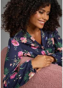 Chiffonbluse Laura Scott, Damen, Gr. 36, schwarz, Web, Obermaterial: 100% Polyester, gemustert, figurumspielend h&uuml;ftlang, tiefer V-Ausschnitt, mit innenliegendem Gummizug, Blusen Chiffonbluse, femininer Stil, gemusterte Optik, aus Polyester
