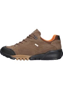 Waldl&auml;ufer Trekkingschuh WALDL&Auml;UFER "H-Fritz", Herren, Gr. 9,5 (44), braun (schlamm, orange), Gummi, Nubukleder, Textil, kontrastfarbene Details, Schuhe Trekkingschuh, Freizeitschuh, Outdoorschuh, Sneaker mit TEX-Ausstattung, H-Weite