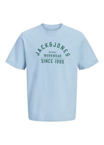 Jack & Jones Rundhalsshirt JACK & JONES "JPRBLUTHOR SS TEE FST", Herren, Gr. XS, blau (ashley blau), Jersey, Obermaterial: 100% Baumwolle, bedruckt, regular fit normal, Rundhals, Shirts Rundhalsshirt, Baumwolle, regular fit