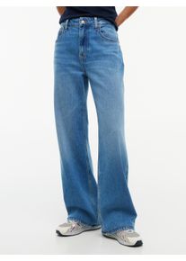Relax-fit-Jeans Tommy Jeans "MIA MID RELAXED STRAIGHT BJ0133", Damen, Gr. 26, L&auml;nge 30, denim medium, Denim/Jeans, Obermaterial: 99% Baumwolle, 1% Elasthan, Abriebeffekte, relaxed fit lang, Jeans Relax-fit-Jeans, Baumwollmischung, relaxed fit