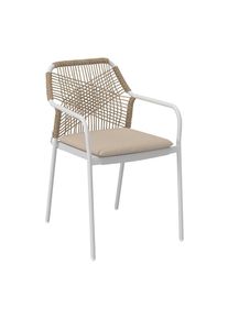 Ambia Garden Gartenstuhl, Grau, Wei&szlig;, Metall, Kunststoff, Textil, F&uuml;llung: Schaumstoff, Rundrohr, 54.5x84x64 cm, stapelbar, Gartenm&ouml;bel, Gartensessel, Gartenst&uuml;hle
