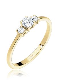 Silberring Elli Premium "Ring Zirkonia Wei&szlig; 375 Gelbgold" Gr. 54, wei&szlig;, Fingerringe, Damen, 54, Gelbgold 375, Silberring