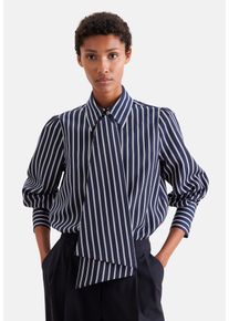 Klassische Bluse Seidensticker, Damen, Gr. M (38), blau (dunkelblau), 92% Viskose, 8% Polyester, gestreift, regular fit, ohne Ausschnitt, Blusen Klassische Bluse, 1/1 Kragen Gestreift