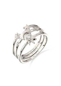 Ring-Set Elli "Ring Set mit Mond Sonne Sterne Zirkonia Wei&szlig; 925 Sterling Silber" Gr. 58, silber, Fingerringe, Damen, 58, Silber 925 (Sterlingsilber), Ring-Set