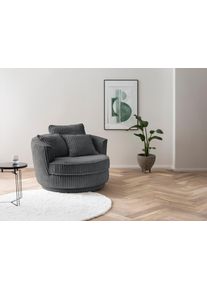 Drehsessel Home Affaire "MAISIE Cord, Love Seat XXL, Lese-Sessel BIG-", grau (anthrazit), B:120cm H:86cm T:120cm, Sessel, Drehsessel, Sessel in MEGA CORD u. Web-Velours, 360 Grad drehbar