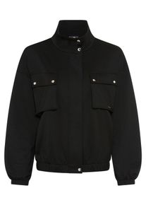 Sweatjacke Bruno Banani, Damen, Gr. 48/50, schwarz, Milano Rib, Obermaterial: 76% Polyester, 20% Viskose, 4% Elasthan, unifarben, l&auml;ssig geschnitten h&uuml;ftlang, mit Gummizug, Sweatjacken Sweatjacke, h&uuml;ftlange Schnittform, mit Stehkragen, l&auml;ssig geschnitten