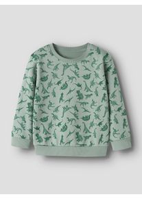 Sweatshirt name it "NMMVIFELIX LS NREG SWEAT UNB", Jungen, Gr. 98, gr&uuml;n milieu print:dino, Sweatware, Obermaterial: 100% Baumwolle, bedruckt, regular fit normal, Rundhals, Rippb&uuml;ndchen, Sweatshirts Sweatshirt, Baumwolle, regular fit