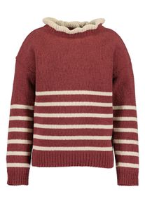 Stehkragenpullover Blue Seven, M&auml;dchen, Gr. 98, wein, Strick, Obermaterial: 100% Polyester, geringelt, gestreift, unifarben, normal normal, Rundhals, Strickkante, Pullover Stehkragenpullover, Kunstfaser, R&uuml;ckenverschluss