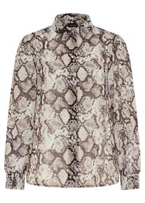 Langarmbluse Laura Scott, Damen, Gr. 46, braun gemustert, Web, Obermaterial: 100% Polyester, figurumspielend h&uuml;ftbedeckend, Puff&auml;rmel gesmokt, Blusen Langarmbluse, femininer Stil, mit Puff&auml;rmeln, mit gesmoktem &Auml;rmelabschluss