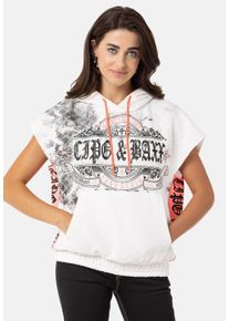 Cipo & Baxx T-Shirt CIPO & BAXX "WT374", Damen, Gr. XL, wei&szlig; (ecru), Obermaterial: 80% Baumwolle CO. 15% Polyester PES. 5% Elasthan EL., regular fit, Shirts T-Shirt, gerade geschnitten