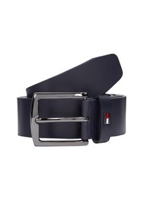 Lederg&uuml;rtel Tommy Hilfiger "DENTON 3.5 cm breit EXT", Herren, Gr. 85, blau (space blau), Rindsleder, unifarben, G&uuml;rtel Lederg&uuml;rtel, Einfachdornschlie&szlig;e, Metalllogo