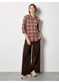 Karobluse Apricot "Hemdbluse", Damen, Gr. L (40), rot (burgund), gewebt, Obermaterial: 95% Polyester PES. 5% Elasthan EL., kariert, normal, Blusen Karobluse, mit Karomuster