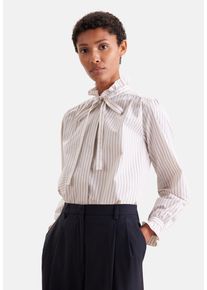 Klassische Bluse Seidensticker, Damen, Gr. XS (34), wei&szlig; (ecru), 100% Baumwolle, gestreift, regular fit, Blusen Klassische Bluse, 1/1 Stehkragen Gestreift