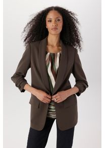 Longblazer Aniston SELECTED, Damen, Gr. 48, braun, Web, Obermaterial: 95% Polyester, 5% Elasthan. Futter: 100% Polyester, unifarben, l&auml;ssig geschnitten h&uuml;ftbedeckend, Blazer Longblazer, mit modischem Reverskragen und gerafften &Auml;rmeln