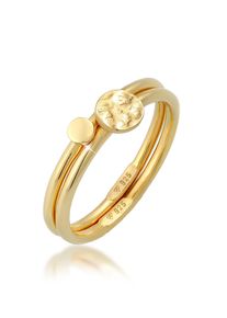 Ring-Set Elli "Ring Stacking Stapel Kreis Platte 2er Set 925 Silber" Gr. 52, gold, Fingerringe, Damen, 52, ohne Stein, Silber 925 (Sterlingsilber), 2mm, Ring-Set
