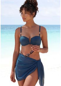Strandrock Buffalo "aus leicht transparenter Chiffonware", Damen, Gr. 1, blau (dunkelblau), Chiffon, Obermaterial: 100% Polyester, unifarben, figurbetont kurz, R&ouml;cke Strandrock, Pareo, kurzer Wickelrock, Beach Cover-up